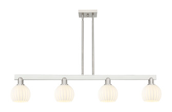 White Venetian - 4 Light - 49 inch - Brushed Satin Nickel - Stem hung - Island Light (3442|716-4I-SN-G1217-6WV)