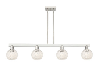 White Mouchette - 4 Light - 49 inch - Brushed Satin Nickel - Stem hung - Island Light (3442|716-4I-SN-G1216-6WM)