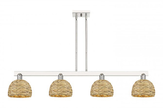 Woven Rattan - 4 Light - 51 inch - Polished Nickel - Stem hung - Island Light (3442|716-4I-PN-RBD-8-NAT)