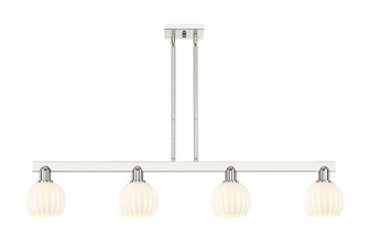 White Venetian - 4 Light - 49 inch - Polished Nickel - Stem hung - Island Light (3442|716-4I-PN-G1217-6WV)