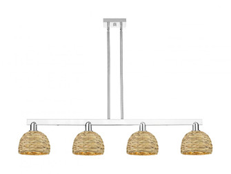 Woven Rattan - 4 Light - 51 inch - Polished Chrome - Stem hung - Island Light (3442|716-4I-PC-RBD-8-NAT)