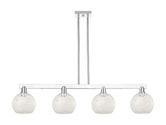 White Mouchette - 4 Light - 51 inch - Polished Chrome - Stem hung - Island Light (3442|716-4I-PC-G1216-8WM)