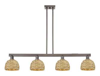 Woven Rattan - 4 Light - 51 inch - Oil Rubbed Bronze - Stem hung - Island Light (3442|716-4I-OB-RBD-8-NAT)