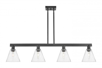 Berkshire Glass - 4 Light - 51 inch - Matte Black - Stem hung - Island Light (3442|716-4I-BK-GBC-84)