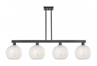 White Mouchette - 4 Light - 53 inch - Matte Black - Stem hung - Island Light (3442|716-4I-BK-G1216-10WM)
