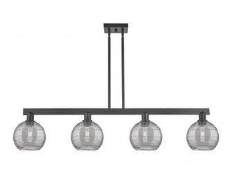 Athens Deco Swirl - 4 Light - 51 inch - Matte Black - Stem hung - Island Light (3442|716-4I-BK-G1213-8SM)