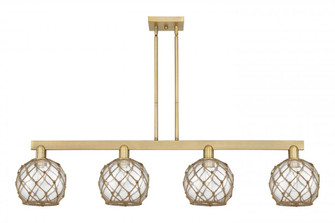 Farmhouse Rope - 4 Light - 51 inch - Brushed Brass - Stem hung - Island Light (3442|716-4I-BB-G122-8RB)