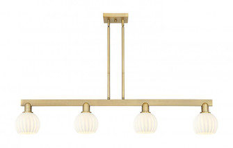 White Venetian - 4 Light - 49 inch - Brushed Brass - Stem hung - Island Light (3442|716-4I-BB-G1217-6WV)