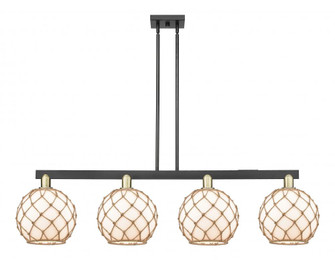 Farmhouse Rope - 4 Light - 53 inch - Black Antique Brass - Stem hung - Island Light (3442|716-4I-BAB-G121-10RB)