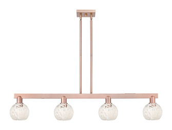 White Mouchette - 4 Light - 49 inch - Antique Copper - Stem hung - Island Light (3442|716-4I-AC-G1216-6WM)