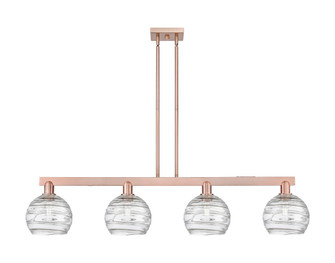 Athens Deco Swirl - 4 Light - 51 inch - Antique Copper - Stem hung - Island Light (3442|716-4I-AC-G1213-8CL)