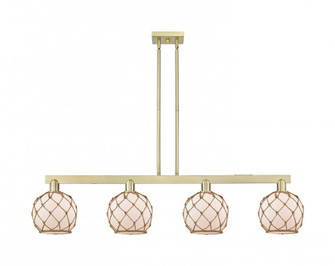 Farmhouse Rope - 4 Light - 51 inch - Antique Brass - Stem hung - Island Light (3442|716-4I-AB-G121-8RB)