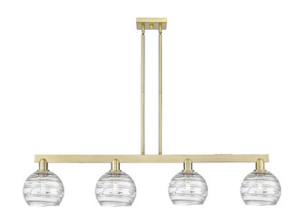 Athens Deco Swirl - 4 Light - 51 inch - Antique Brass - Stem hung - Island Light (3442|716-4I-AB-G1213-8CL)