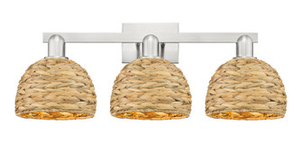 Woven Rattan - 3 Light - 27 inch - Brushed Satin Nickel - Bath Vanity Light (3442|716-3W-SN-RBD-8-NAT)