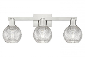 Athens - 3 Light - 25 inch - Brushed Satin Nickel - Bath Vanity Light (3442|716-3W-SN-G122C-6CL)