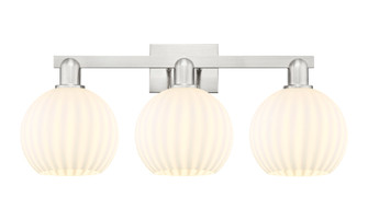 White Venetian - 3 Light - 27 inch - Brushed Satin Nickel - Bath Vanity Light (3442|716-3W-SN-G1217-8WV)