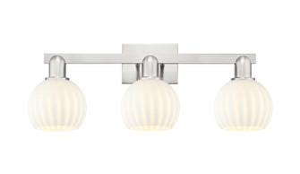 White Venetian - 3 Light - 25 inch - Brushed Satin Nickel - Bath Vanity Light (3442|716-3W-SN-G1217-6WV)
