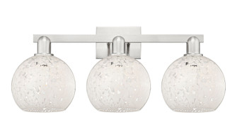White Mouchette - 3 Light - 27 inch - Brushed Satin Nickel - Bath Vanity Light (3442|716-3W-SN-G1216-8WM)