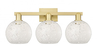 White Mouchette - 3 Light - 27 inch - Satin Gold - Bath Vanity Light (3442|716-3W-SG-G1216-8WM)