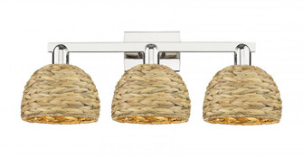 Woven Rattan - 3 Light - 27 inch - Polished Nickel - Bath Vanity Light (3442|716-3W-PN-RBD-8-NAT)