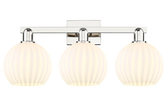 White Venetian - 3 Light - 27 inch - Polished Nickel - Bath Vanity Light (3442|716-3W-PN-G1217-8WV)