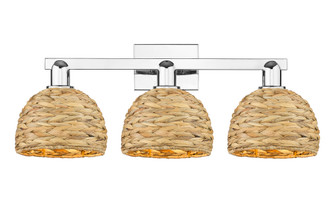 Woven Rattan - 3 Light - 27 inch - Polished Chrome - Bath Vanity Light (3442|716-3W-PC-RBD-8-NAT)