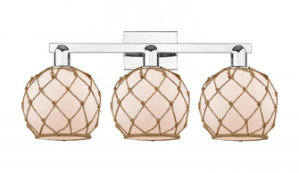 Farmhouse Rope - 3 Light - 27 inch - Polished Chrome - Bath Vanity Light (3442|716-3W-PC-G121-8RB)