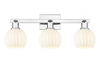 White Venetian - 3 Light - 25 inch - Polished Chrome - Bath Vanity Light (3442|716-3W-PC-G1217-6WV)