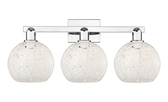 White Mouchette - 3 Light - 27 inch - Polished Chrome - Bath Vanity Light (3442|716-3W-PC-G1216-8WM)