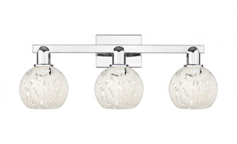 White Mouchette - 3 Light - 25 inch - Polished Chrome - Bath Vanity Light (3442|716-3W-PC-G1216-6WM)