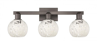 White Mouchette - 3 Light - 25 inch - Oil Rubbed Bronze - Bath Vanity Light (3442|716-3W-OB-G1216-6WM)
