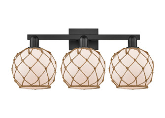 Farmhouse Rope - 3 Light - 27 inch - Matte Black - Bath Vanity Light (3442|716-3W-BK-G121-8RB)
