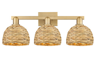 Woven Rattan - 3 Light - 27 inch - Brushed Brass - Bath Vanity Light (3442|716-3W-BB-RBD-8-NAT)
