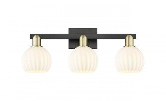 White Venetian - 3 Light - 25 inch - Black Antique Brass - Bath Vanity Light (3442|716-3W-BAB-G1217-6WV)