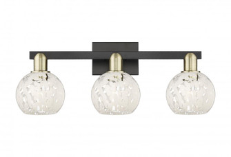 White Mouchette - 3 Light - 25 inch - Black Antique Brass - Bath Vanity Light (3442|716-3W-BAB-G1216-6WM)