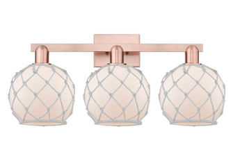 Farmhouse Rope - 3 Light - 27 inch - Antique Copper - Bath Vanity Light (3442|716-3W-AC-G121-8RW)
