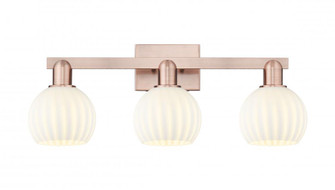 White Venetian - 3 Light - 25 inch - Antique Copper - Bath Vanity Light (3442|716-3W-AC-G1217-6WV)