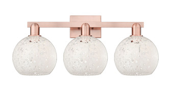 White Mouchette - 3 Light - 27 inch - Antique Copper - Bath Vanity Light (3442|716-3W-AC-G1216-8WM)
