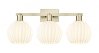 White Venetian - 3 Light - 27 inch - Antique Brass - Bath Vanity Light (3442|716-3W-AB-G1217-8WV)
