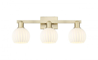 White Venetian - 3 Light - 25 inch - Antique Brass - Bath Vanity Light (3442|716-3W-AB-G1217-6WV)