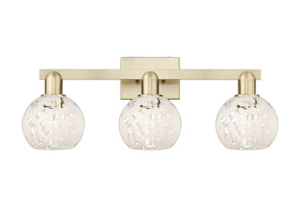 White Mouchette - 3 Light - 25 inch - Antique Brass - Bath Vanity Light (3442|716-3W-AB-G1216-6WM)