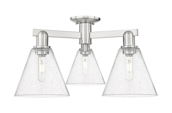 Berkshire Glass - 3 Light - 26 inch - Brushed Satin Nickel - Semi-Flush Mount (3442|716-3F-SN-GBC-84)