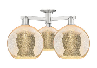 Athens - 3 Light - 28 inch - Brushed Satin Nickel - Semi-Flush Mount (3442|716-3F-SN-G128-10)