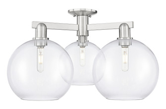 Athens - 3 Light - 28 inch - Brushed Satin Nickel - Semi-Flush Mount (3442|716-3F-SN-G122-10)