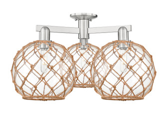 Farmhouse Rope - 3 Light - 28 inch - Brushed Satin Nickel - Semi-Flush Mount (3442|716-3F-SN-G122-10RB)