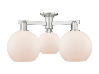 Athens - 3 Light - 26 inch - Brushed Satin Nickel - Semi-Flush Mount (3442|716-3F-SN-G121-8)