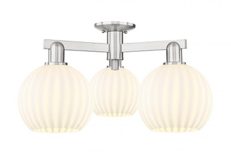 White Venetian - 3 Light - 26 inch - Brushed Satin Nickel - Semi-Flush Mount (3442|716-3F-SN-G1217-8WV)