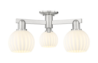 White Venetian - 3 Light - 24 inch - Brushed Satin Nickel - Semi-Flush Mount (3442|716-3F-SN-G1217-6WV)