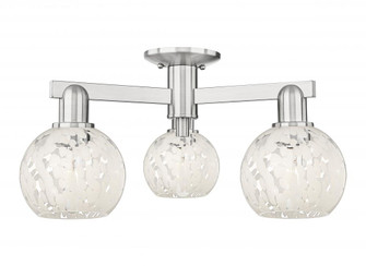 White Mouchette - 3 Light - 24 inch - Brushed Satin Nickel - Semi-Flush Mount (3442|716-3F-SN-G1216-6WM)