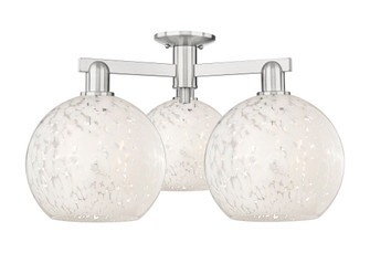 White Mouchette - 3 Light - 28 inch - Brushed Satin Nickel - Semi-Flush Mount (3442|716-3F-SN-G1216-10WM)